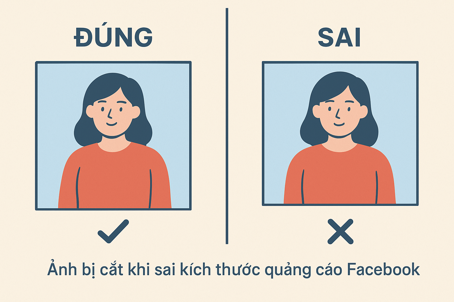 Ảnh bị cắt khi sai kích thước quảng cáo Facebook