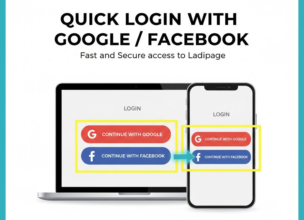 Đăng nhập Ladipage bằng Google hoặc Facebook – nhanh chóng và bảo mật