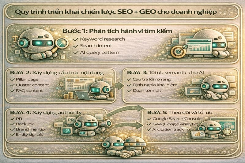 Quy trình triển khai chiến lược SEO + GEO cho doanh nghiệp