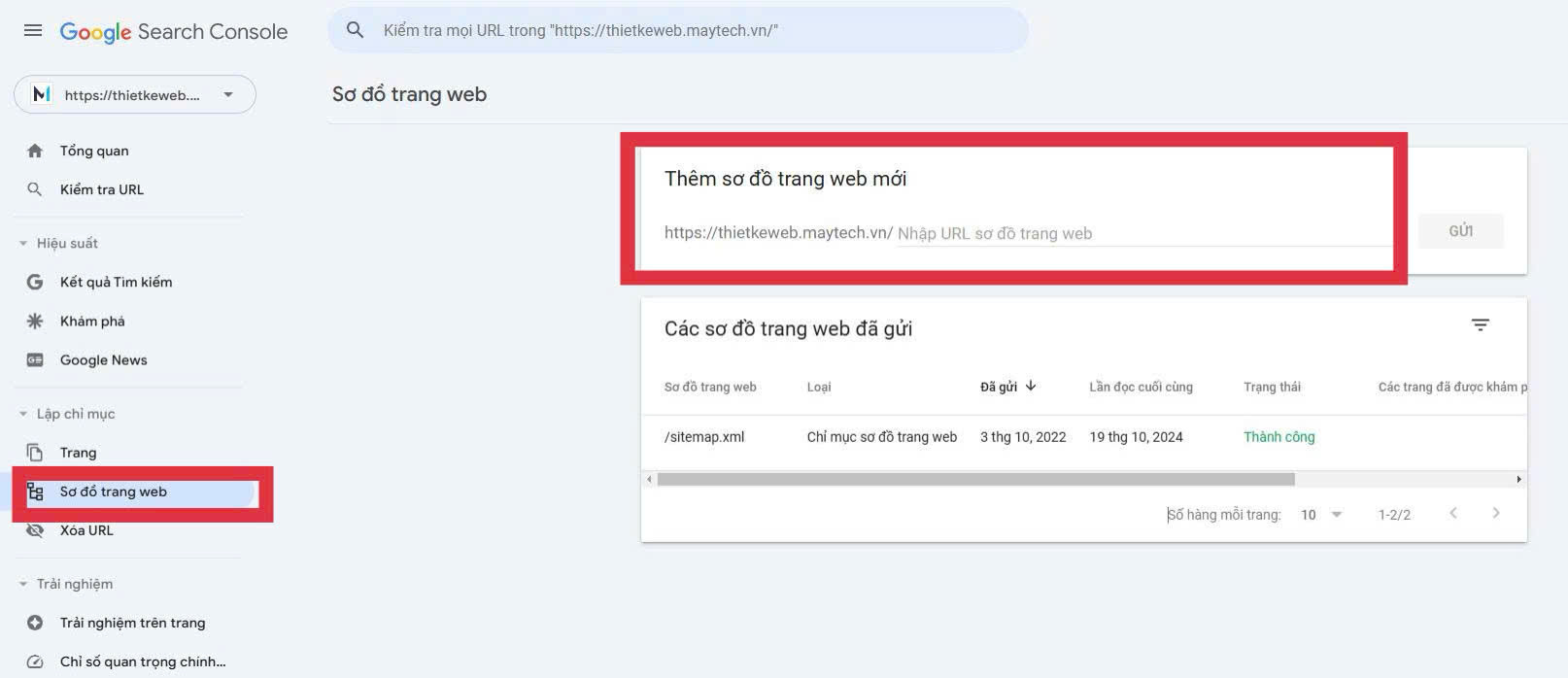 cài đặt và khai báo sitemap.xml
