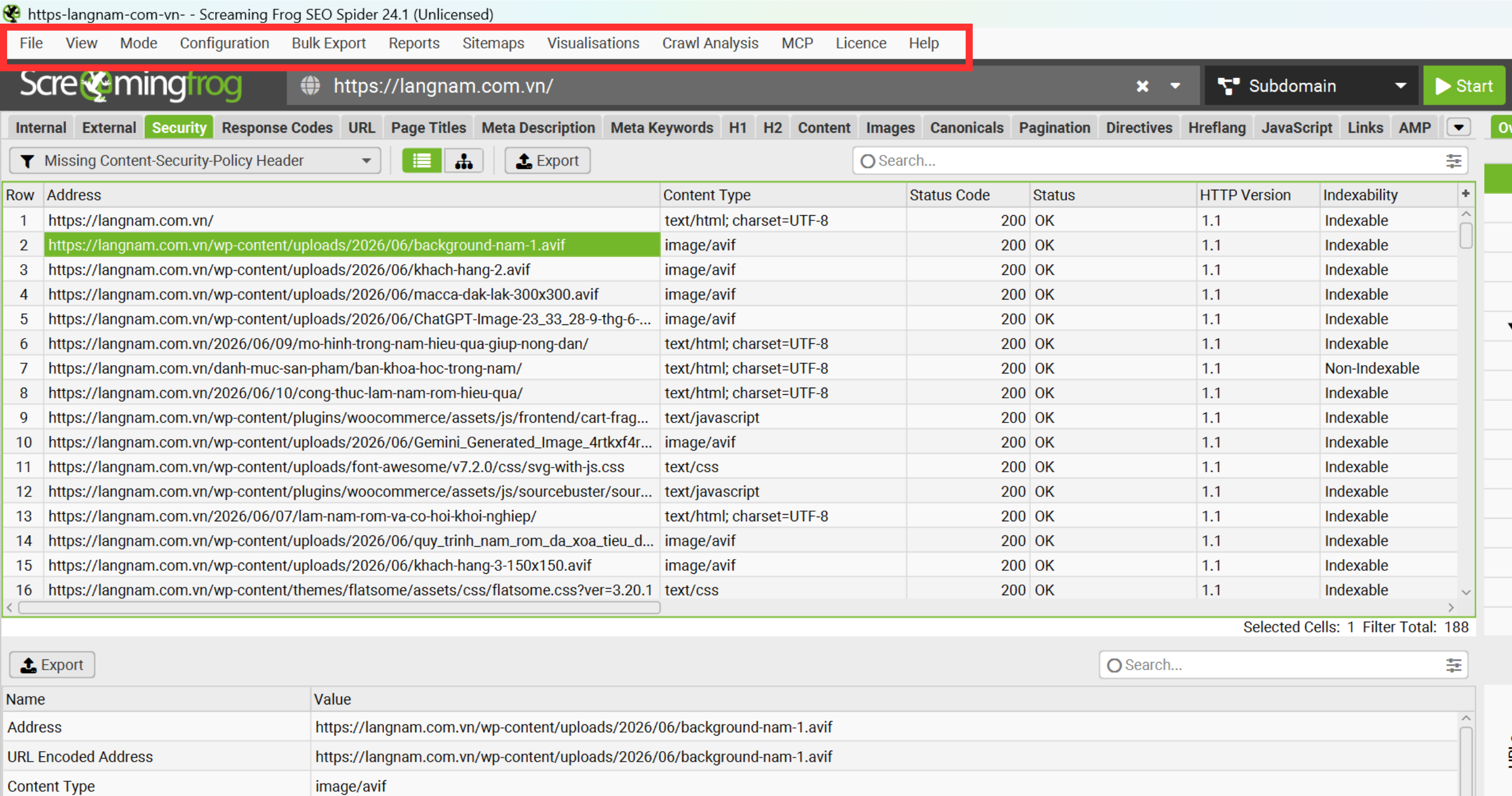 Hướng dẫn sử dụng phần mềm kiểm tra website Screaming Frog- 1